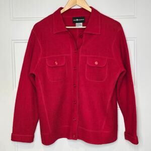 Sag Harbor Red Wool Button Front Shirt Jacket Women’s Medium Made in Australia